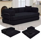 Canapé-lit convertible 4-en-1, matelas de sol pliant en velours côtelé sans cadre de 79 avec coussin, causeuse sans montage pour petit appartement