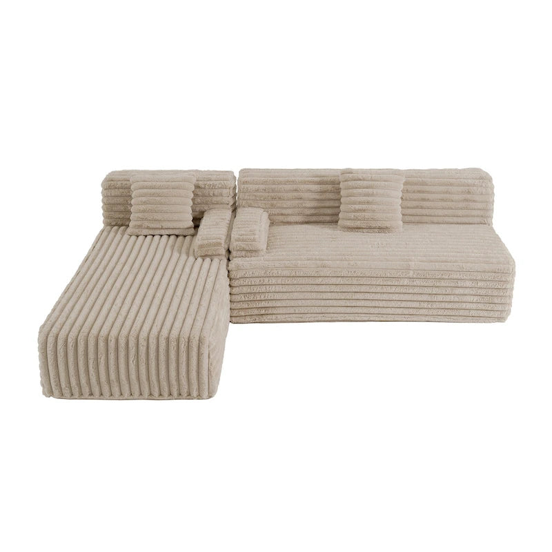 Modułowa sofa narożna Cloud, nowoczesna tapicerowana kanapa z 2 poduszkami dekoracyjnymi, dowolnie konfigurowana, w kształcie litery L