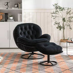 Okak Velvet Accent Chair with Ottoman,Modern Mid-Century Style Armless Living Room Chair,Soft Comfy Sitting Chair for TV Watching,Gaming