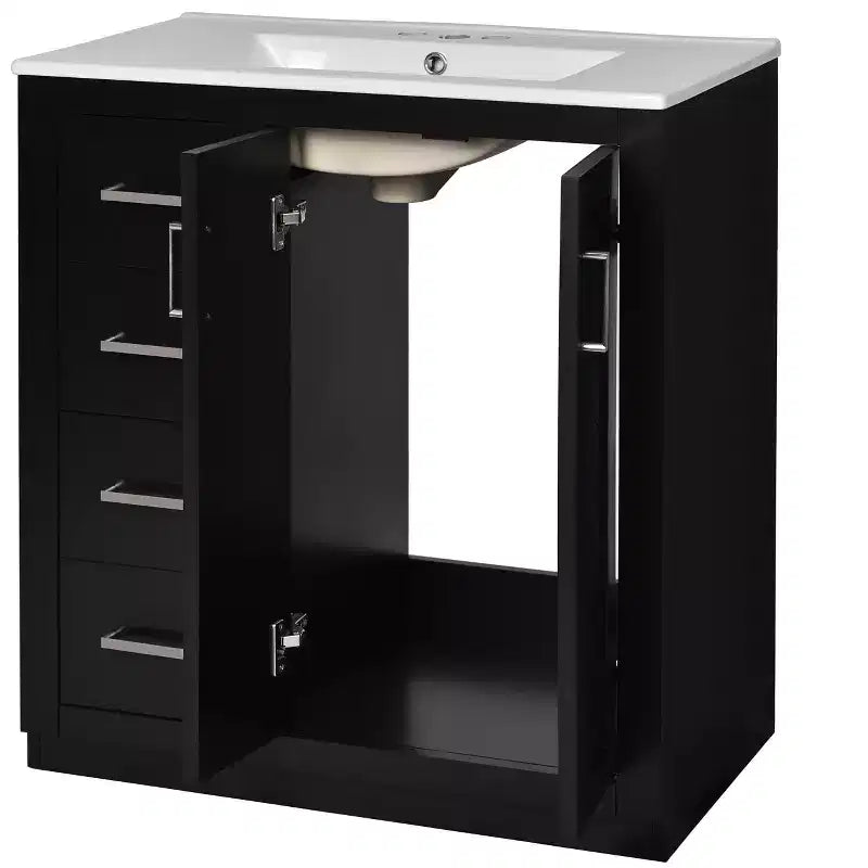 30 Badezimmer-Waschtischunterschrank mit einem Waschbecken, Schrank und 3 Schubladen ??Schwarz / Blau / Grün / Indigo / Weiß