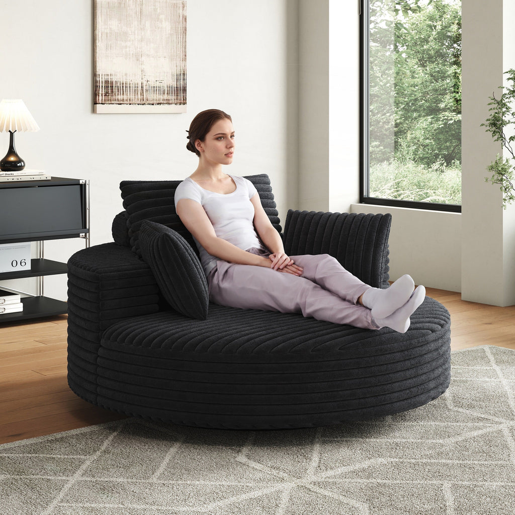 Draaifauteuil voor één persoon van corduroy, chenille en schuim