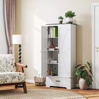 Dispensa HOMCOM in stile rustico da 72 con ante a fienile, mobile alto da cucina con ripiani regolabili e cassetto
