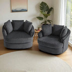 2er-Set übergroßer Cord-Sessel mit Drehfunktion, 43 W, und Kissen