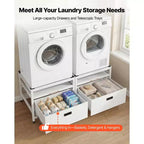 VEVOR Laundry Pedestal, 22.6 in Height, 29x29 in Washer and Dryer Pedestals with Pull-out Tray and Storage Space,800 lbs Load Capacity,Non-Slip,White