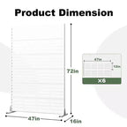MAYEERTY 72x47 weißer Sichtschutz aus Naturmaterial für draußen, 6-teiliges Set, natürlicher Faltparavent für Hinterhof und Garten
