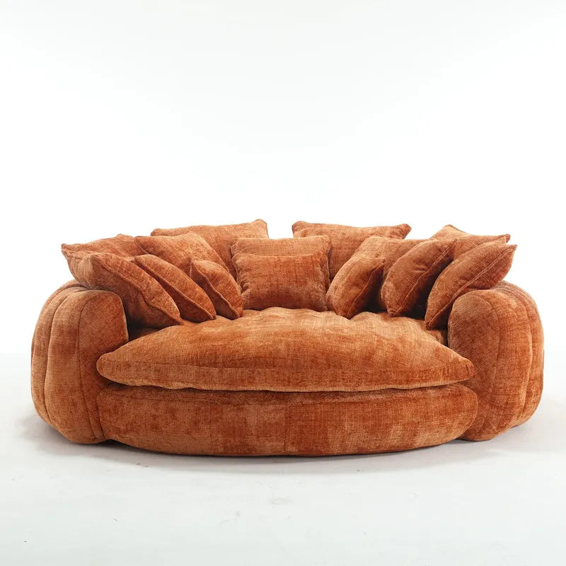 Comfortabele tweezits slaapbank met afgeronde rugleuning, extra grote slaapbank met armleuningen