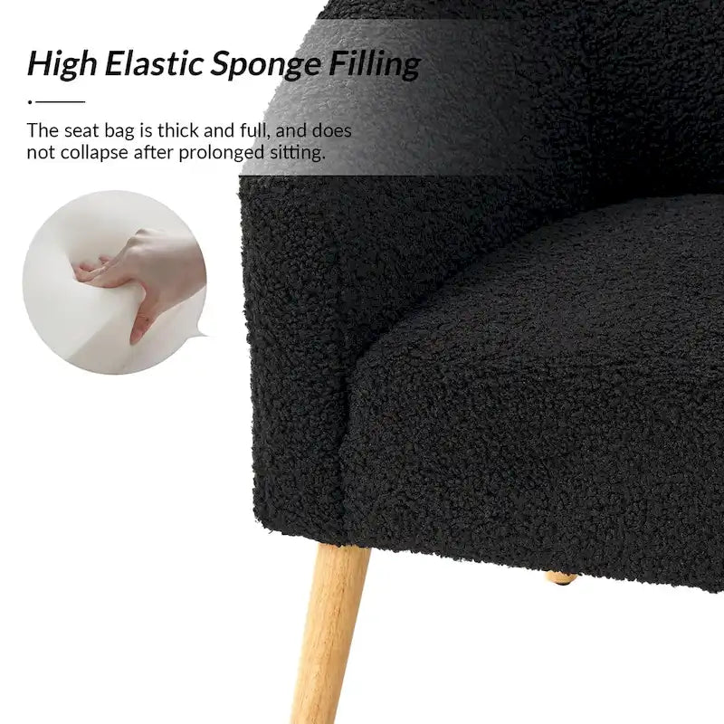 Sheila moderner Bouclé-Sessel, 30 W, mit Massivholzbeinen, 2er-Set von HULALA HOME