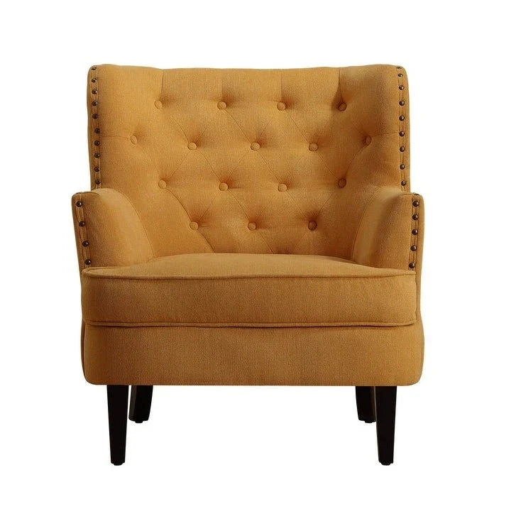 Moser Bay Mignon Velvet / Linen 30 Wide Tufted Wingback Accent Chair